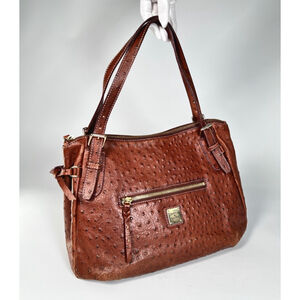 Dooney & Bourke Womans Tote Brown Ostrich Leather Tote Bag Purse